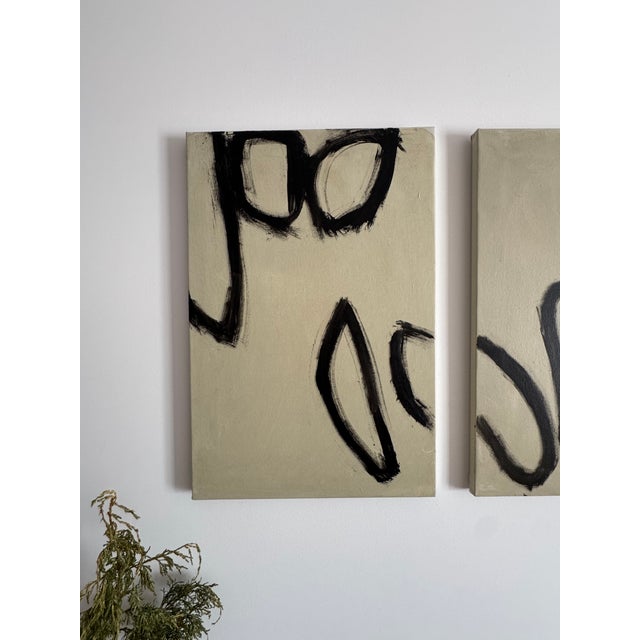 Abstract Painting Set of Two Picture | Modular Painting on Canvas in Contemporary Style For Sale - Image 4 of 8