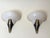 Elegant pair of handcrafted alabaster wall sconces in the Art Deco Revival style, dating from approximately the late 1980s...