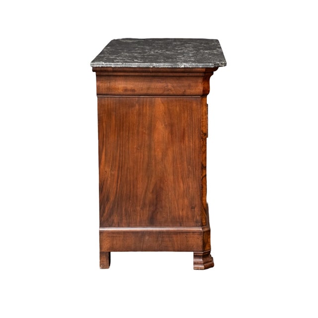 Brown French Louis Philippe Chest or Commode of Burr Walnut With Marble Top For Sale - Image 8 of 12