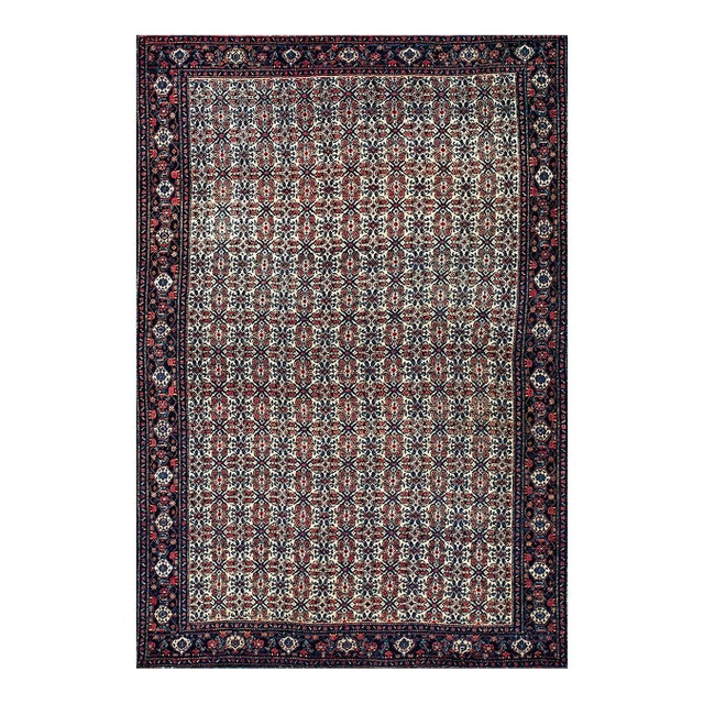 Traditional Ivory Background Color Allover-Floral Design Persian Senneh Carpet on Silk Warp Foundation. For Sale