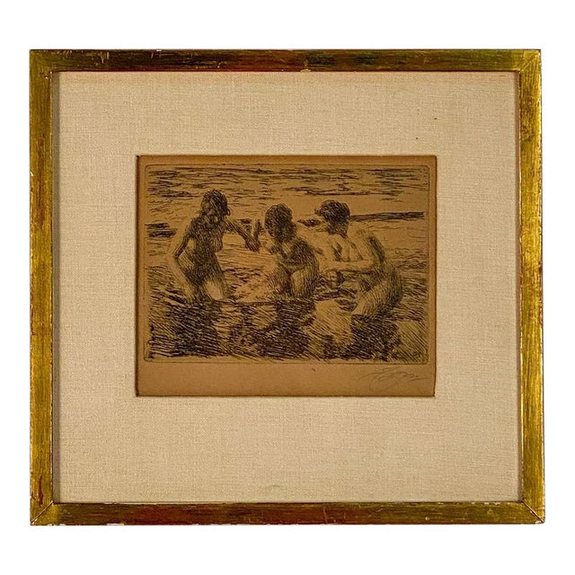 Lithograph of Bathing Beauties, Anders Zorn, Sweden Circa 1900 For Sale