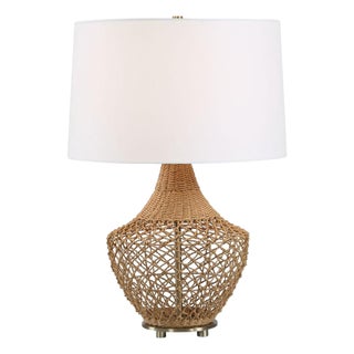 Woven Wicker Gia Table Lamp For Sale
