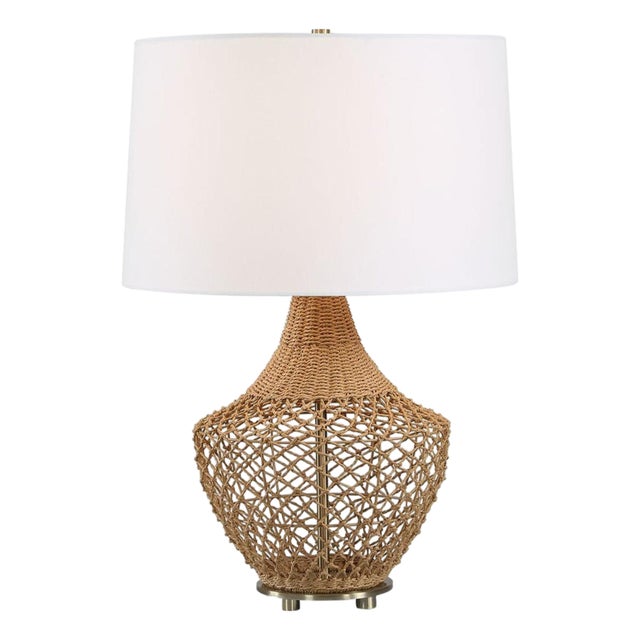 Woven Wicker Gia Table Lamp For Sale