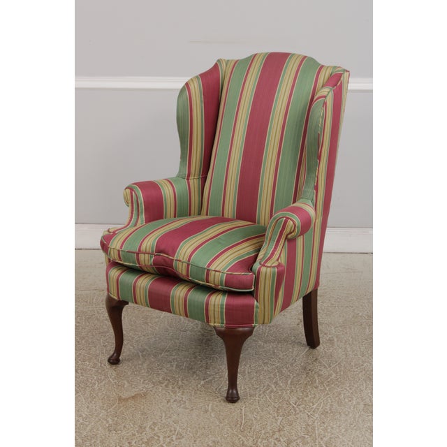 Queen Anne Queen Anne Upholstered WIng Chair W. Down Cushion For Sale - Image 3 of 15