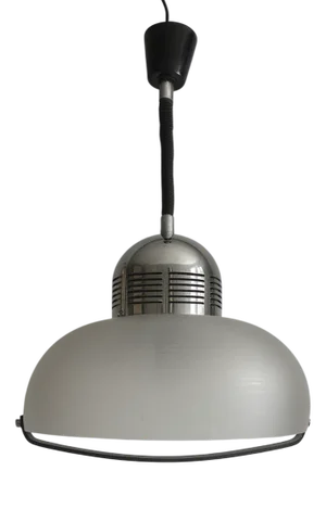 Vintage Pendant Light in Chrome and Frosted Glass, 1970s