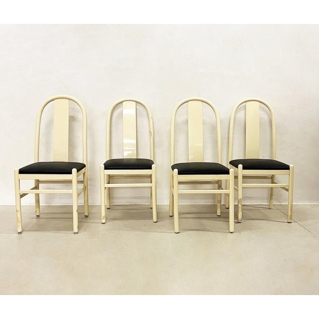 Lacquered Wooden Chairs, 1980s, Set of 4 For Sale - Image 11 of 11