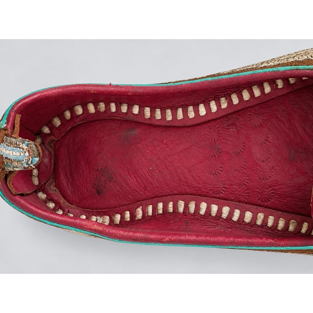 Antique Indian Gold-Embroidered Leather Mojari Shoes, Circa 1870–1910, Pair For Sale - Image 11 of 12