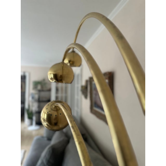1970s Vintage Three-Arm Arc Floor Lamp in Brass with Marble Base, 1970s For Sale - Image 5 of 18