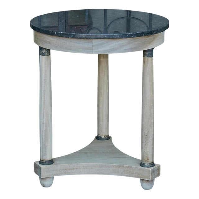 French Empire Style 19th Century Bleached Table with Marble Top and Column Legs For Sale
