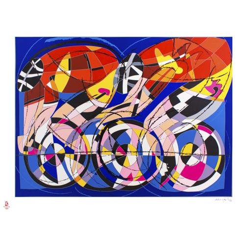 Ugo Nespolo 1, Cyclists, 2008, Silkscreen Print For Sale - Image 4 of 4