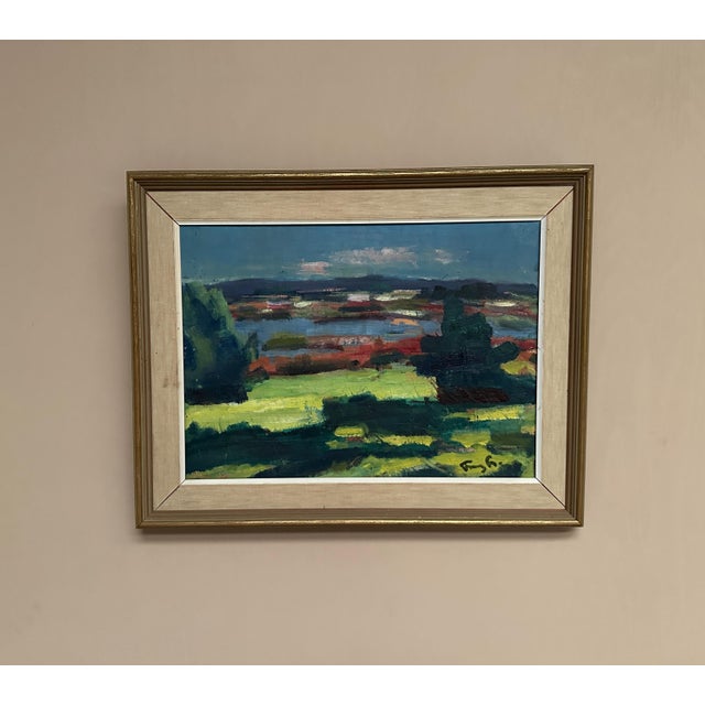 Original Swedish Oil on Canvas – “Landscape” by Frans Lundberg – Signed – Vintage & Framed – 67.5 × 53.5 cm (26.6" ×...