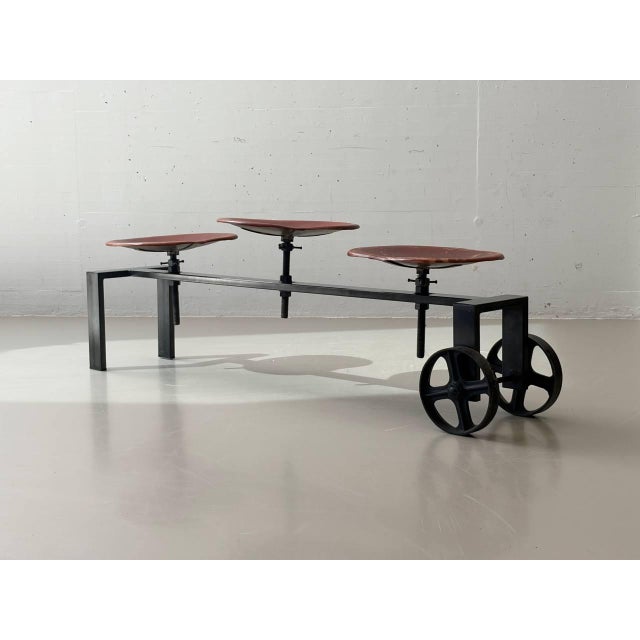 Industrial Bench with Adjustable Leather Seats by Kare Design, 2000s For Sale - Image 15 of 16
