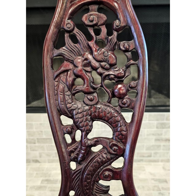 Early 20th Century Japanese Meiji Period Carved HungMa Rosewood Antique Dragon Chair For Sale - Image 5 of 12