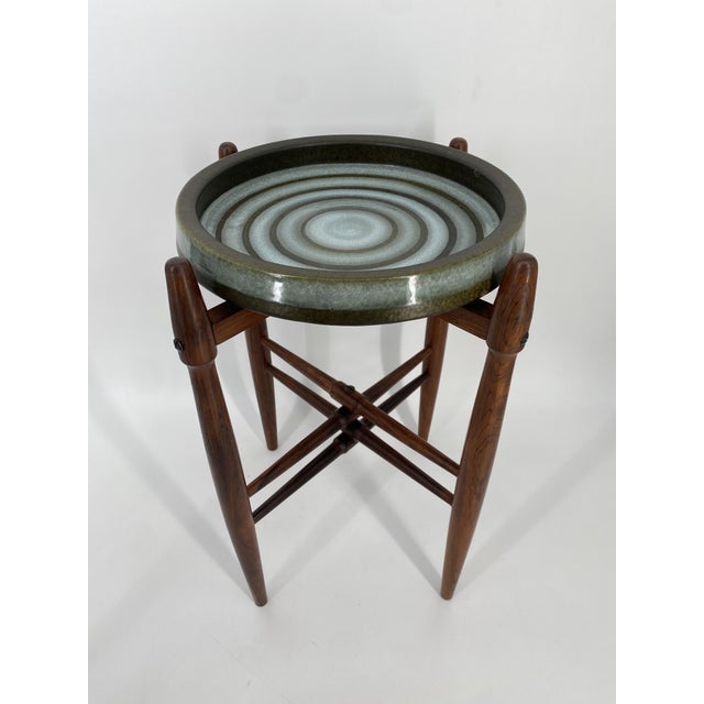 Mid-Century Side Table with Glazed Ceramic Plate on Rosewood Frame by Arne Basse for Knabstrup, Denmark, 1960s For Sale - Image 14 of 14