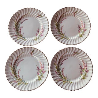 Royal Doulton "Bell Heather" Hand-Painted Dinner Plates - Set of 4 - Signed P. Curnock - 1940s For Sale
