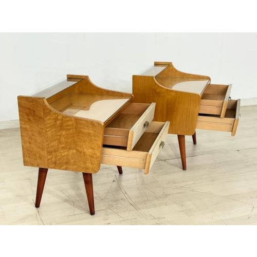Vintage Bedside Tables in Birch, 1960s, Set of 2 For Sale - Image 4 of 11