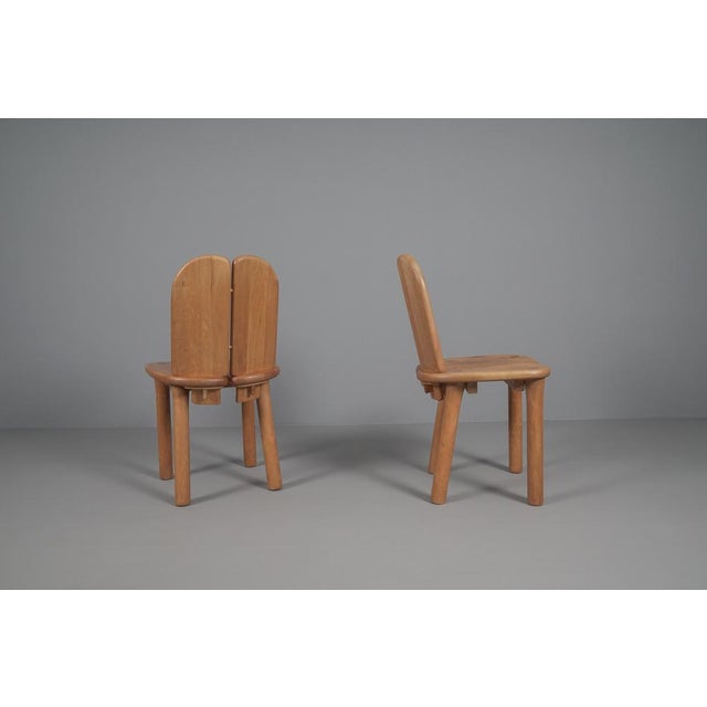 Mid-Century Modern Set of Solid Pine Dining Chairs, 1970s For Sale - Image 3 of 7