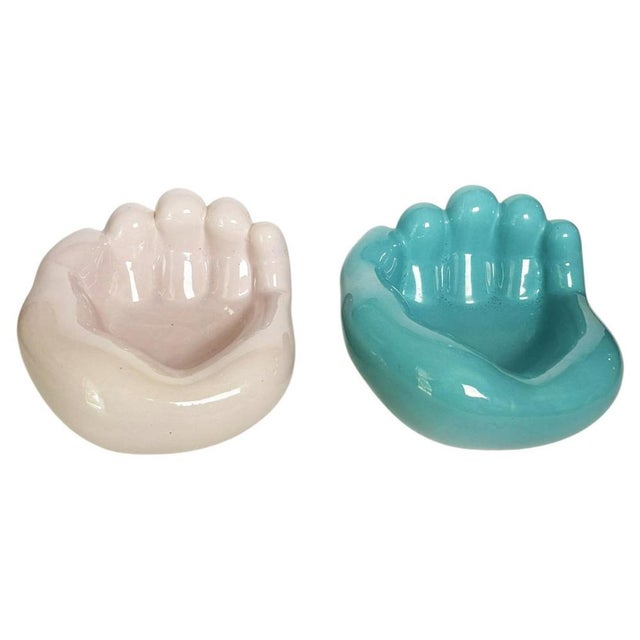 Blue and Green Bear Paw Ceramic Ashtrays, France, 1970s, Set of 2 For Sale - Image 13 of 13