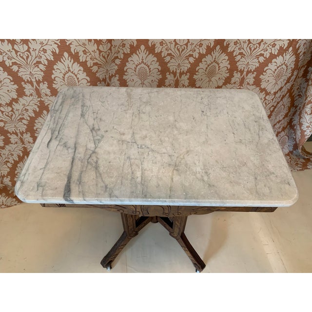 Antique Eastlake Equestrian Marble Table For Sale In Seattle - Image 6 of 12