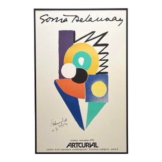 Sonia Delaunay Vintage 1978 Modernist Lithograph Print Framed " Artcurial " Paris Exhibition Poster For Sale
