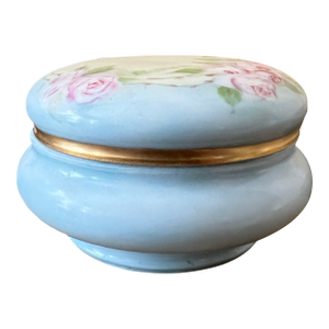 Vintage Blue and Floral T&v France Trinket Box