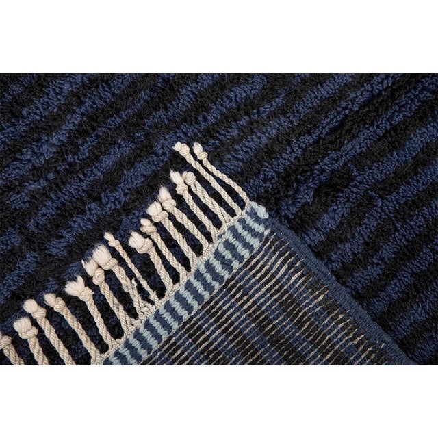 Contemporary Vertical Stripe Conor-Block Hand-Knotted Wool Rug | 9'10" X 8'10" | One of a Kind For Sale - Image 3 of 8
