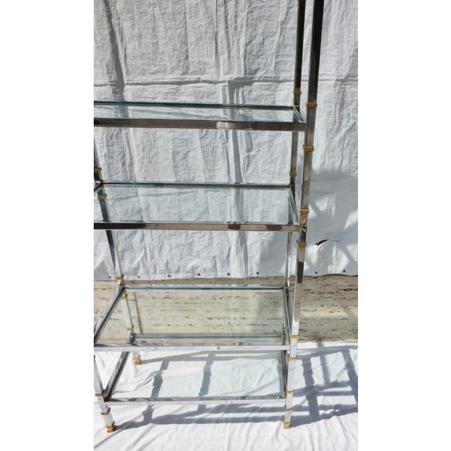 1970s 6 Shelf Vintage Chrome, Brass, and Steel Etagere 70s' For Sale - Image 5 of 12