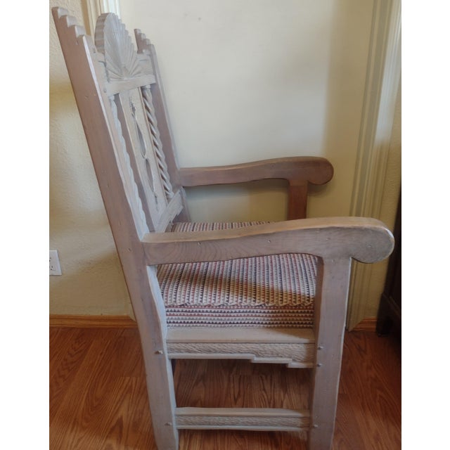 Late 20th Century Ernest Thompson Santa Fe Style - Southwest Carved Wood Armchair With Sunburst Back For Sale - Image 10 of 13