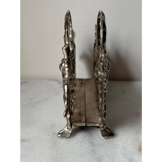 Metal Vintage Godinger Silver Plated Footage Embossed Grape Vine Napkin Letter Holder For Sale - Image 7 of 7