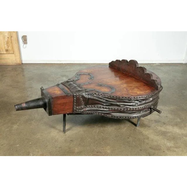 Wood Large 19th Century French Blacksmith Forge Bellows Coffee Table For Sale - Image 7 of 12