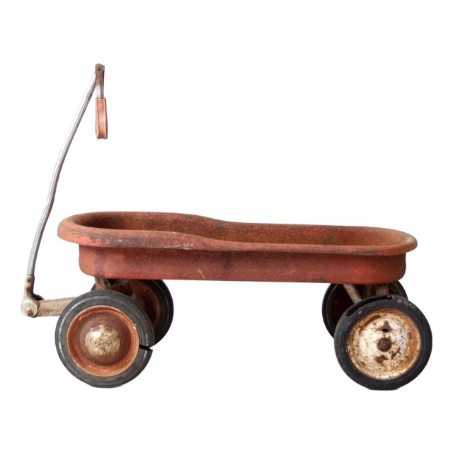 Vintage Red Metal Wagon For Sale