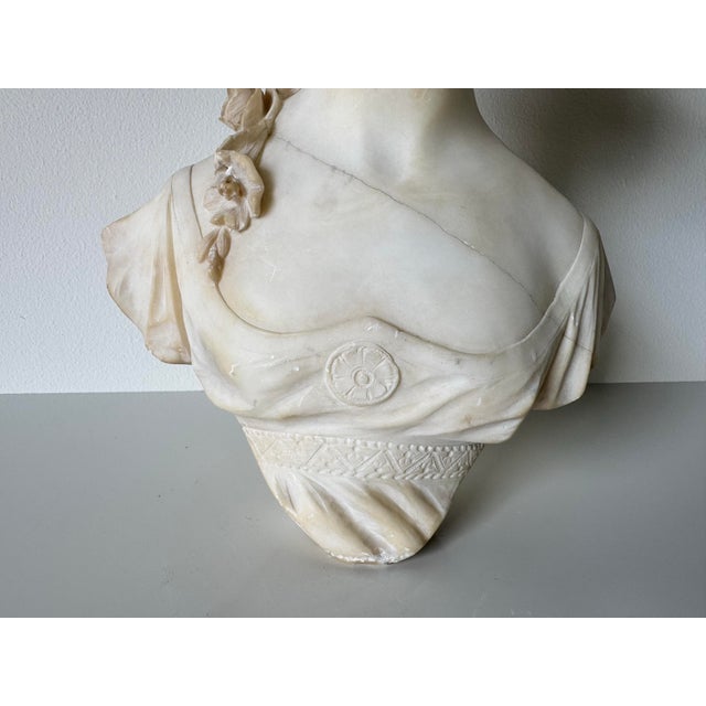 Italian A. Masi Art Nouveau Carved Alabaster Bust Sculpture/Sold For Sale - Image 11 of 12