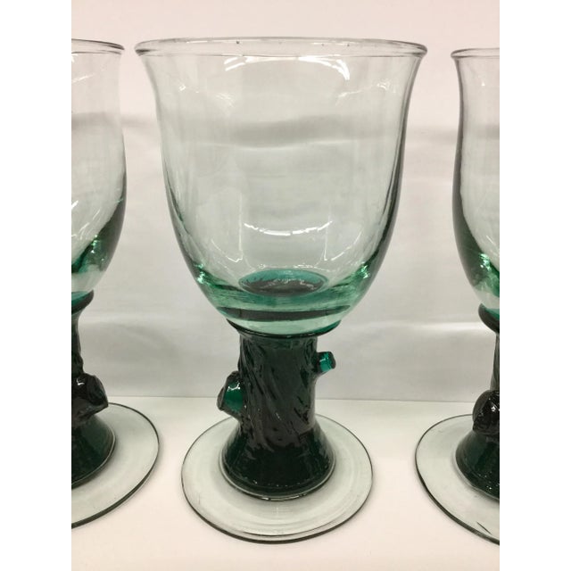 1980s Heavy Tree Trunk Hand Blown Glass Goblets - Set of 4 For Sale - Image 5 of 11