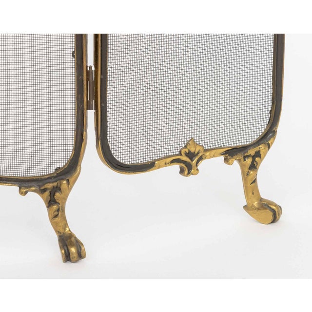 French Louis XV Style Brass Tri-Fold Firescreen For Sale - Image 3 of 8