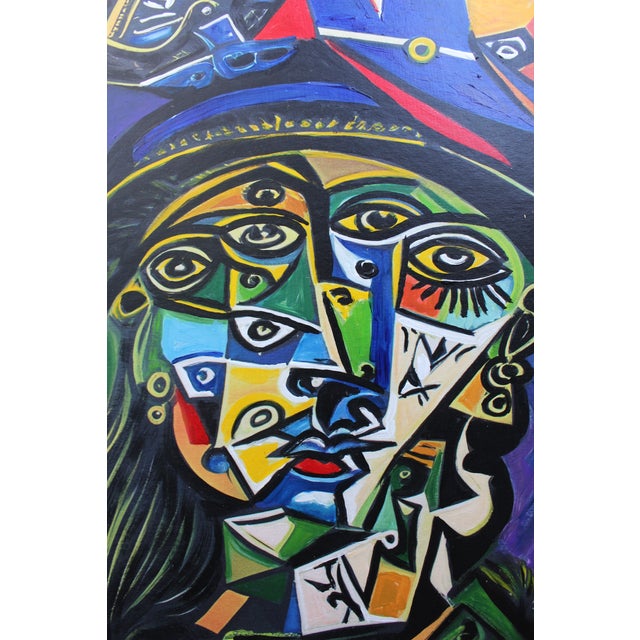 Pablo Picasso "Girl Nude" Contemporary Cubist Style Figurative Acrylic Modernistic Painting After Pablo Picasso, Circa 1980 For Sale - Image 4 of 8