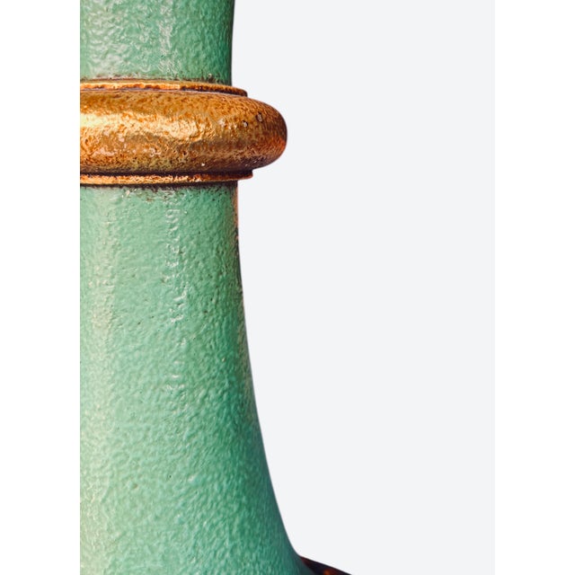 Turquoise 1960s Table Lamps in Turquoise and Gilt by Fortune Lamp Company - A Pair For Sale - Image 8 of 8