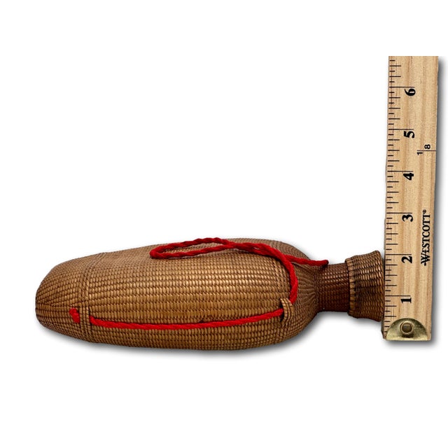 Excellent Antique Hand Woven Basket Weave on Blown Glass Bottle Flask With Cork Stopper Top - Circa Late 1800s For Sale - Image 17 of 18