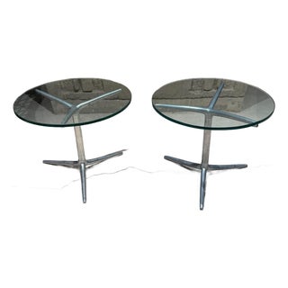 Mid-Century Modern Aluminum Tripod Side Tables Attr Milo Baughman For Sale