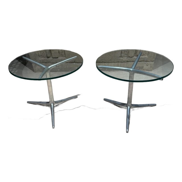 Mid-Century Modern Aluminum Tripod Side Tables Attr Milo Baughman For Sale