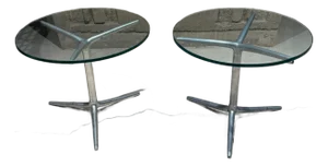 Mid-Century Modern Aluminum Tripod Side Tables Attr Milo Baughman