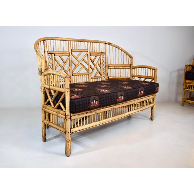 Mid-20th Century Coastal Brighton Pavilion Bamboo and Cane Settee For Sale In Philadelphia - Image 6 of 14