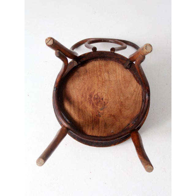 Antique Thonet Austria Bentwood Chair With Embossed Wood Seat For Sale - Image 9 of 15