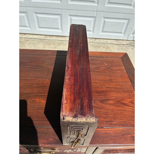 Vintage Chinese Ming Style Solid Rosewood Scholar Desk / Console Table – Five Drawer For Sale In West Palm - Image 6 of 17