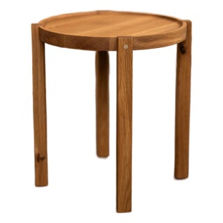 Waverly Side Table | Modern Round White Oak Side Table With Bronze Details For Sale