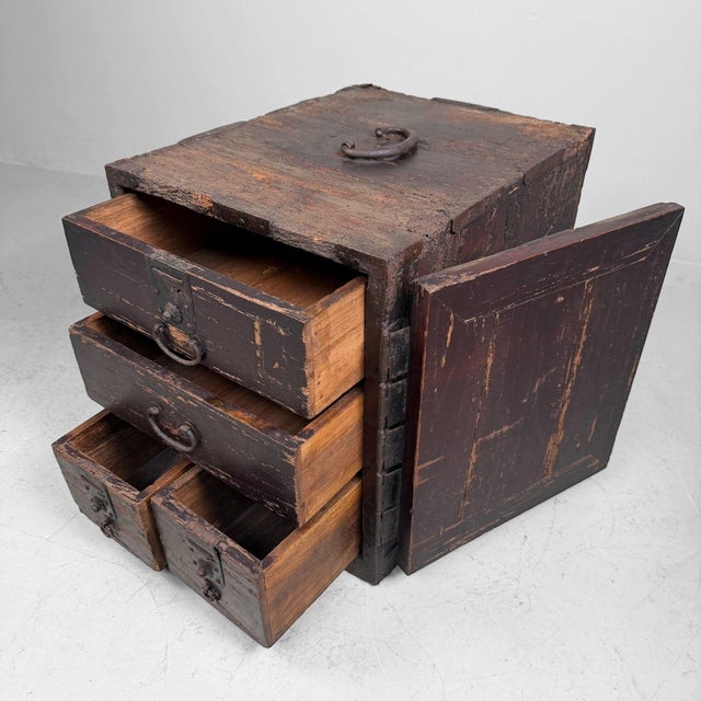 Black Antique Japanese Portable Chest, 1800 For Sale - Image 8 of 16