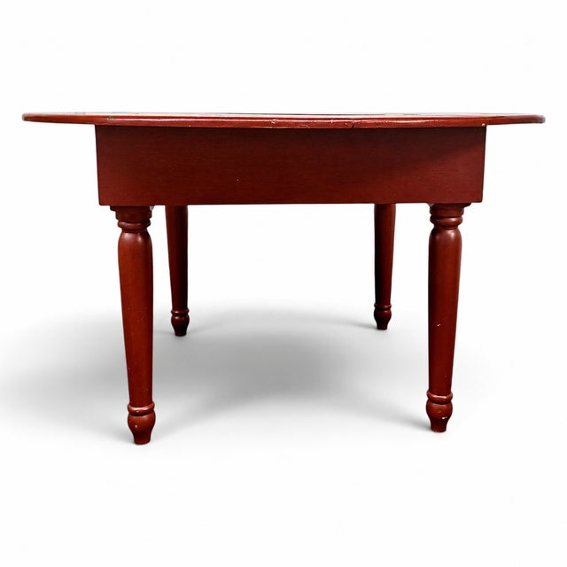 Mid-Century Hand-Painted Magnolia Round Farmhouse Dining Table, 57 Inch For Sale - Image 9 of 15