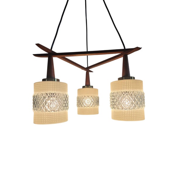 Metal Danish Pendant Lamp in Teak Wood, 1960s For Sale - Image 7 of 18