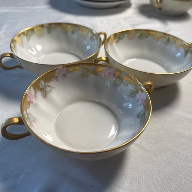 Ceramic Antique Haviland Cream Soup Bowl With Handles - Set of 2 For Sale - Image 7 of 9