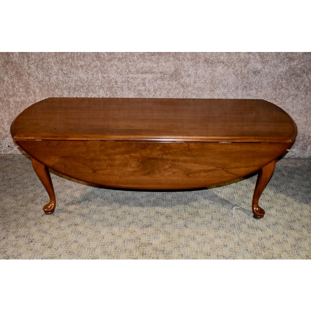 Vintage Ethan Allen Queen Anne Style Cherry Drop Leaf Coffee Table