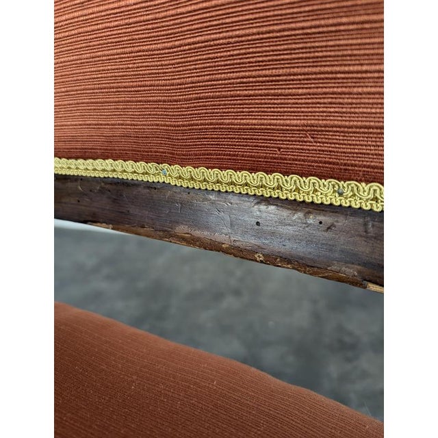Orange Restoration Mahogany Armchair with Curved Armrests and Orange Fabric For Sale - Image 8 of 10